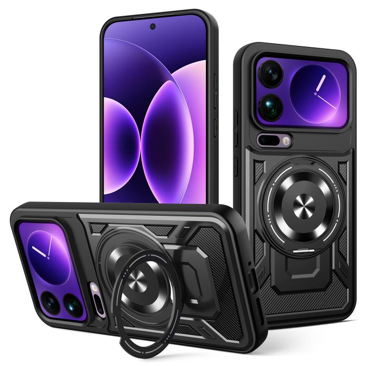 

For Xiaomi 17 Pro Max Armor Rotating Holder MagSafe Phone Case(Black)