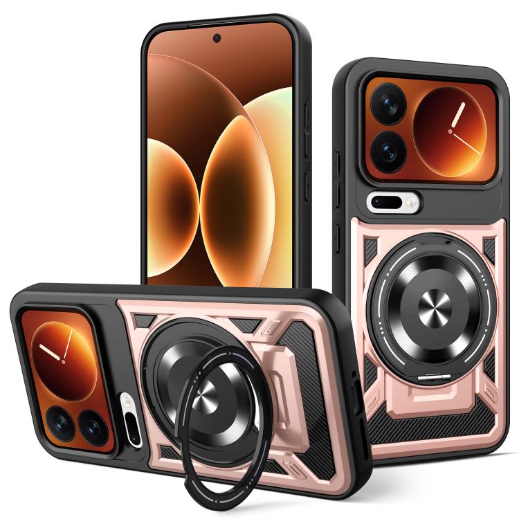 

For Xiaomi 17 Pro Armor Rotating Holder MagSafe Phone Case(Rose Gold)