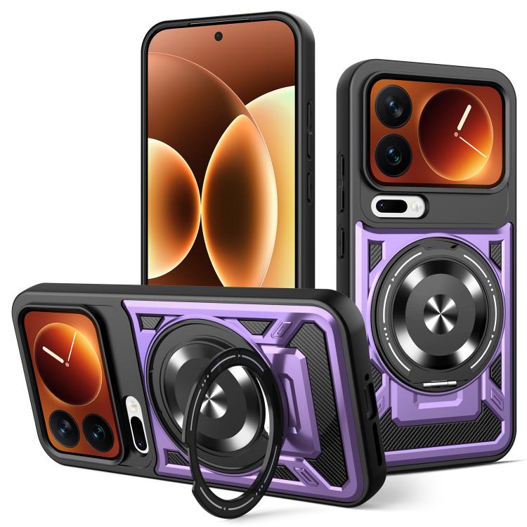 

For Xiaomi 17 Pro Armor Rotating Holder MagSafe Phone Case(Purple)