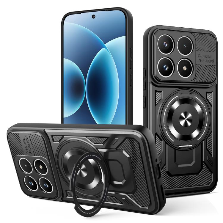 

For Xiaomi 17 Armor Rotating Holder MagSafe Phone Case(Black)