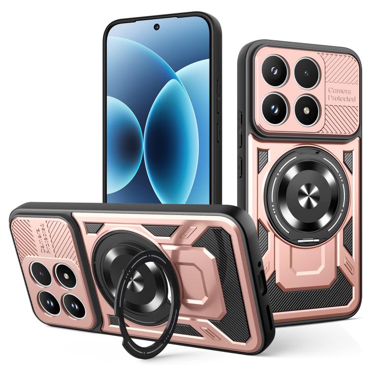 

For Xiaomi 17 Armor Rotating Holder MagSafe Phone Case(Rose Gold)