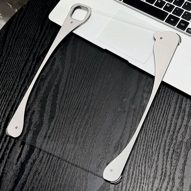 

For iPad Pro 13 2025 / 2024 White Glazed Clear Acrylic Hybrid Metal Tablet Case(Titanium Color)