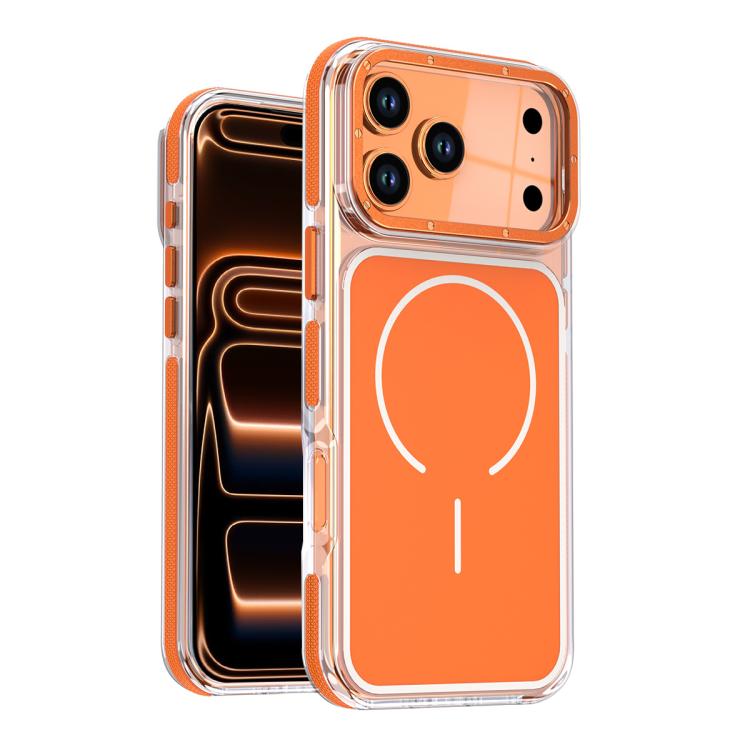 

For iPhone 17 Pro Max Vibrant Dual-color TPU + Acrylic Magnetic Phone Case(Orange)