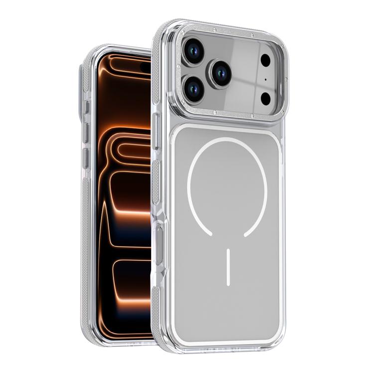 

For iPhone 17 Pro Vibrant Dual-color TPU + Acrylic Magnetic Phone Case(Gray)