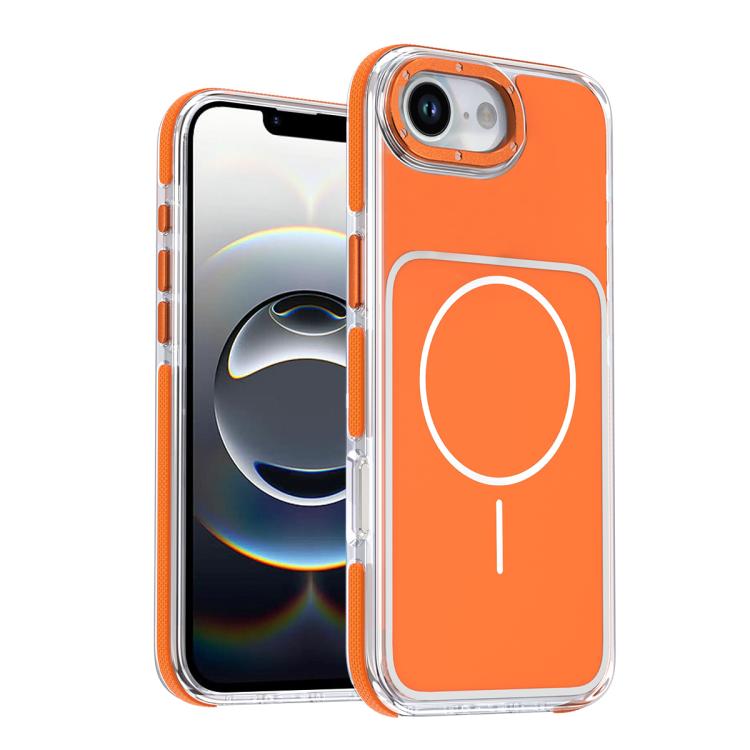 

For iPhone 16e Vibrant Dual-color TPU + Acrylic Magnetic Phone Case(Orange)