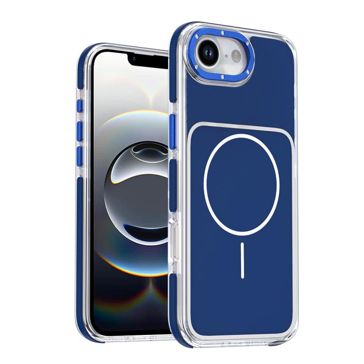 

For iPhone 16e Vibrant Dual-color TPU + Acrylic Magnetic Phone Case(Blue)