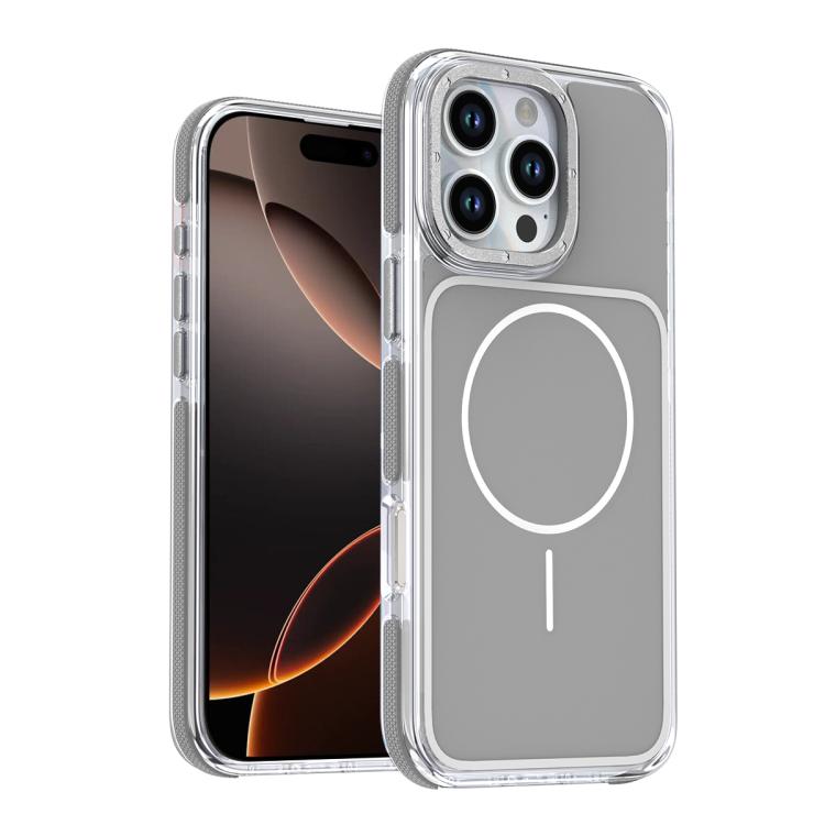 

For iPhone 16 Pro Max Vibrant Dual-color TPU + Acrylic Magnetic Phone Case(Gray)