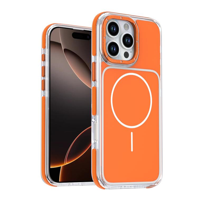 

For iPhone 16 Pro Vibrant Dual-color TPU + Acrylic Magnetic Phone Case(Orange)