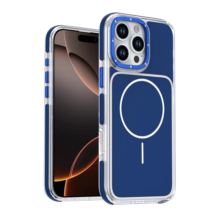 

For iPhone 16 Pro Vibrant Dual-color TPU + Acrylic Magnetic Phone Case(Blue)