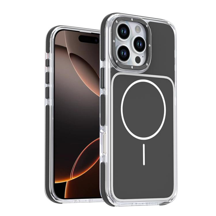 

For iPhone 16 Pro Vibrant Dual-color TPU + Acrylic Magnetic Phone Case(Black)