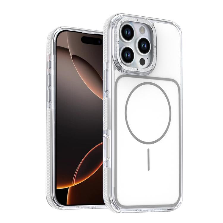 

For iPhone 16 Pro Vibrant Dual-color TPU + Acrylic Magnetic Phone Case(White)