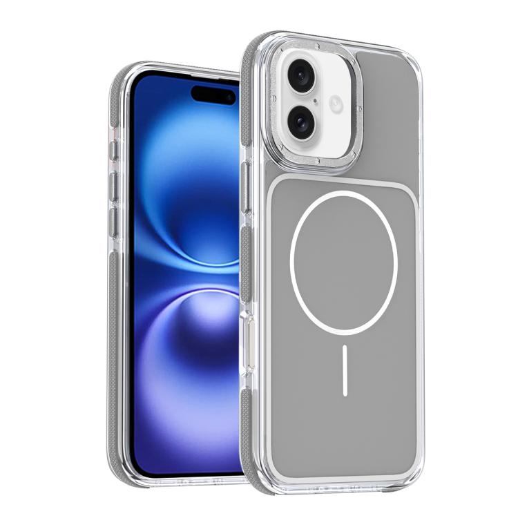 

For iPhone 16 Plus Vibrant Dual-color TPU + Acrylic Magnetic Phone Case(Gray)