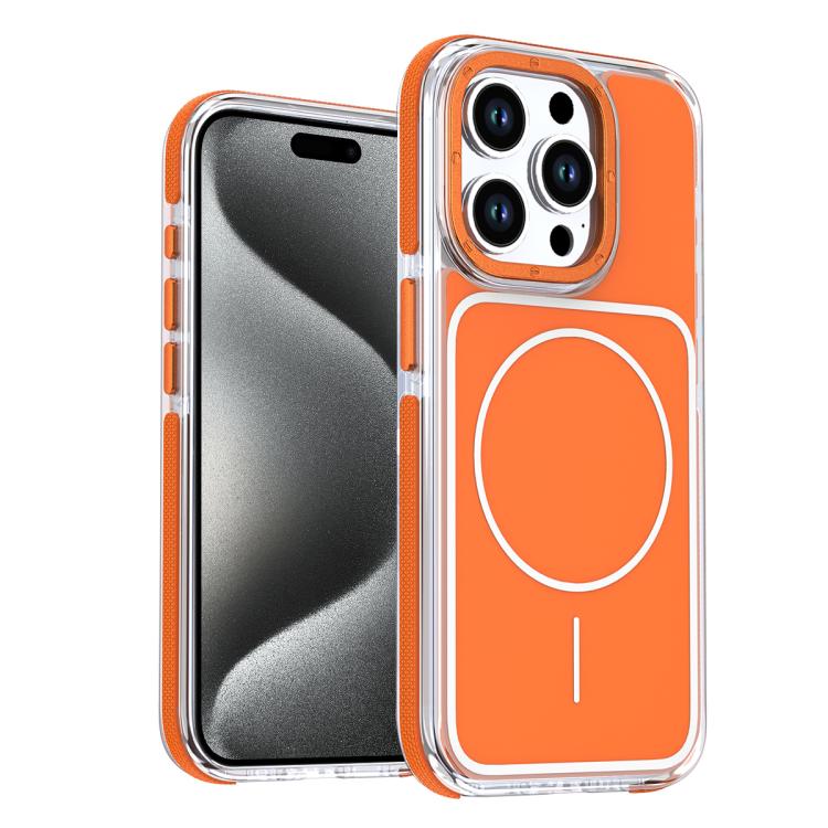 

For iPhone 15 Pro Vibrant Dual-color TPU + Acrylic Magnetic Phone Case(Orange)