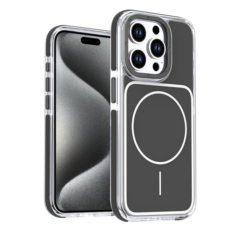 

For iPhone 15 Pro Vibrant Dual-color TPU + Acrylic Magnetic Phone Case(Black)