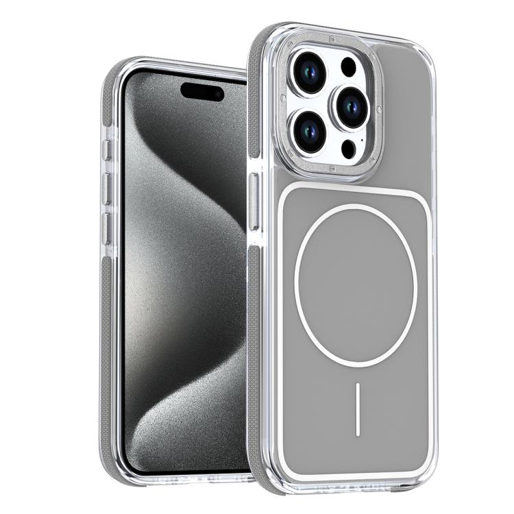 

For iPhone 15 Pro Vibrant Dual-color TPU + Acrylic Magnetic Phone Case(Gray)
