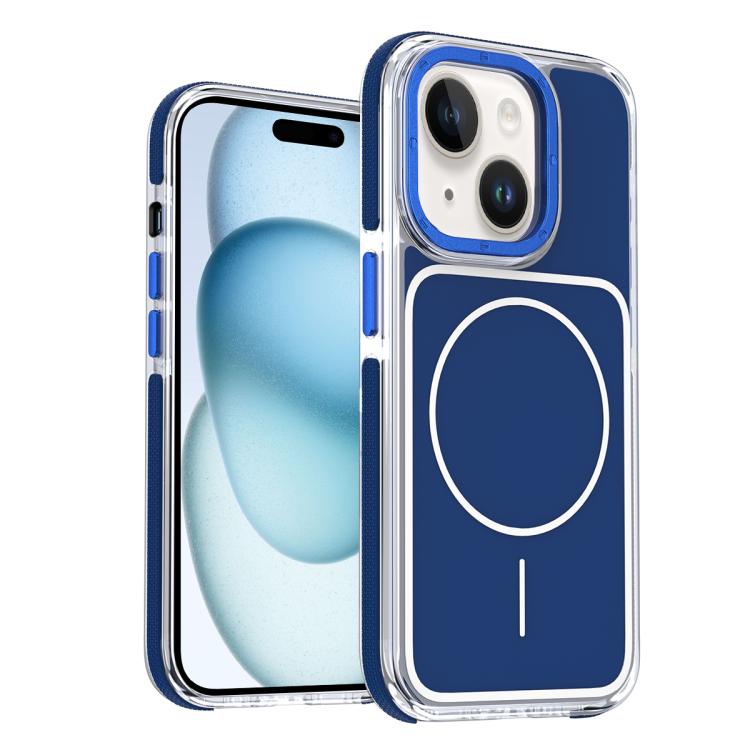 

For iPhone 15 Vibrant Dual-color TPU + Acrylic Magnetic Phone Case(Blue)