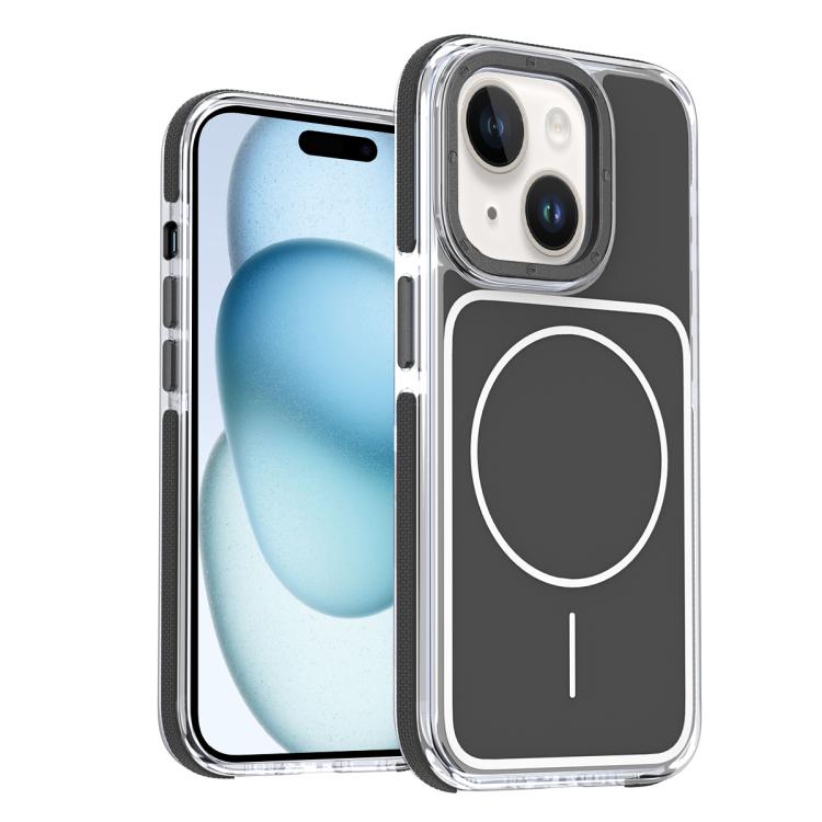 

For iPhone 15 Vibrant Dual-color TPU + Acrylic Magnetic Phone Case(Black)