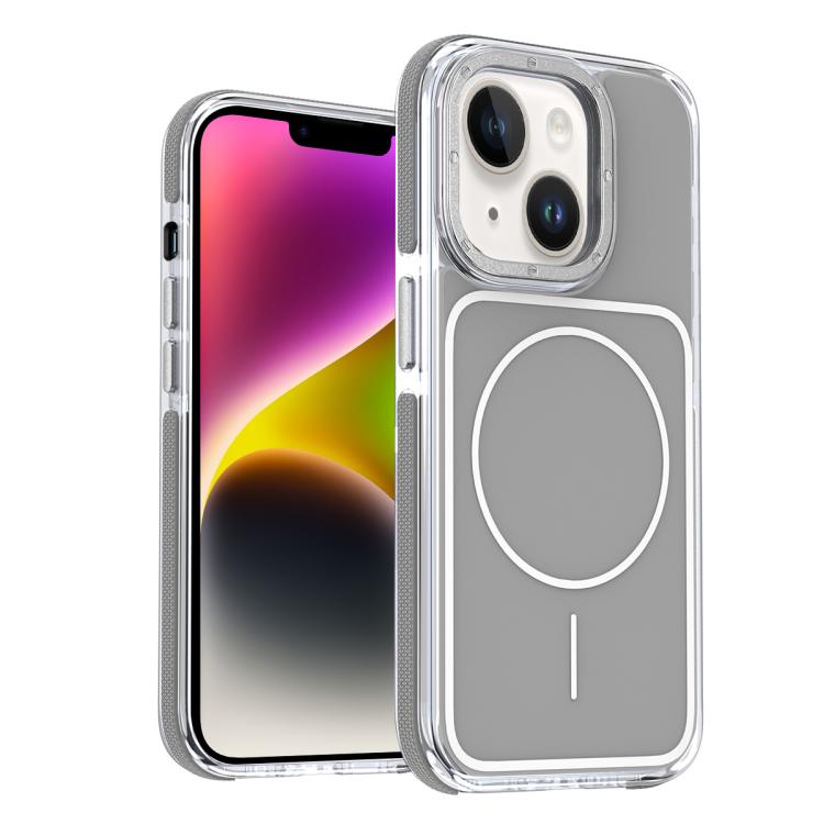 

For iPhone 14 Plus Vibrant Dual-color TPU + Acrylic Magnetic Phone Case(Gray)