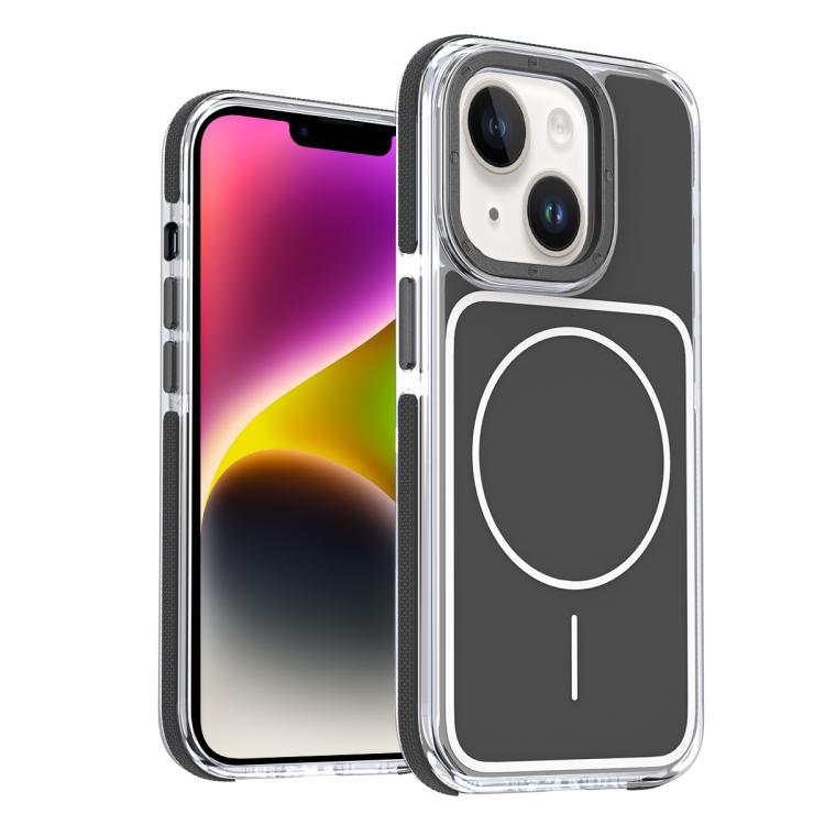 

For iPhone 14 Vibrant Dual-color TPU + Acrylic Magnetic Phone Case(Black)