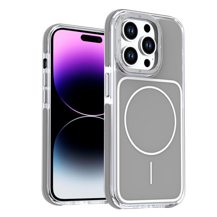 

For iPhone 14 Pro Vibrant Dual-color TPU + Acrylic Magnetic Phone Case(Gray)