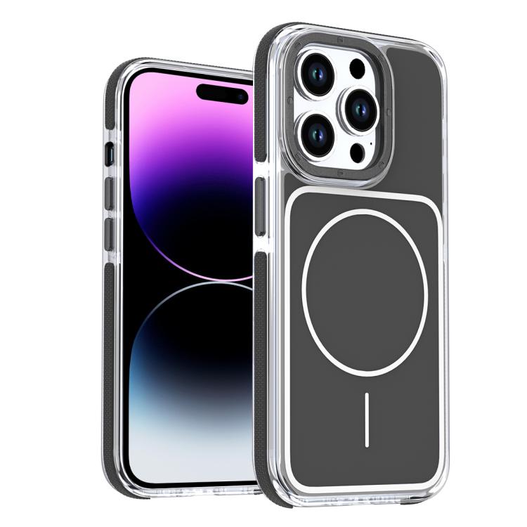 

For iPhone 14 Pro Max Vibrant Dual-color TPU + Acrylic Magnetic Phone Case(Black)