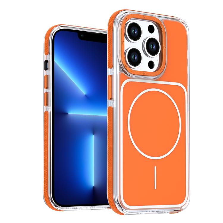 

For iPhone 13 Pro Max Vibrant Dual-color TPU + Acrylic Magnetic Phone Case(Orange)