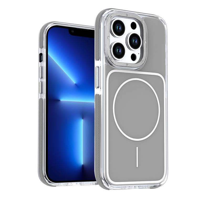 

For iPhone 13 Pro Max Vibrant Dual-color TPU + Acrylic Magnetic Phone Case(Gray)