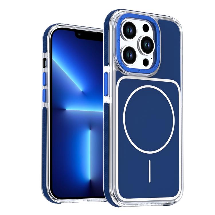 

For iPhone 13 Pro Vibrant Dual-color TPU + Acrylic Magnetic Phone Case(Blue)