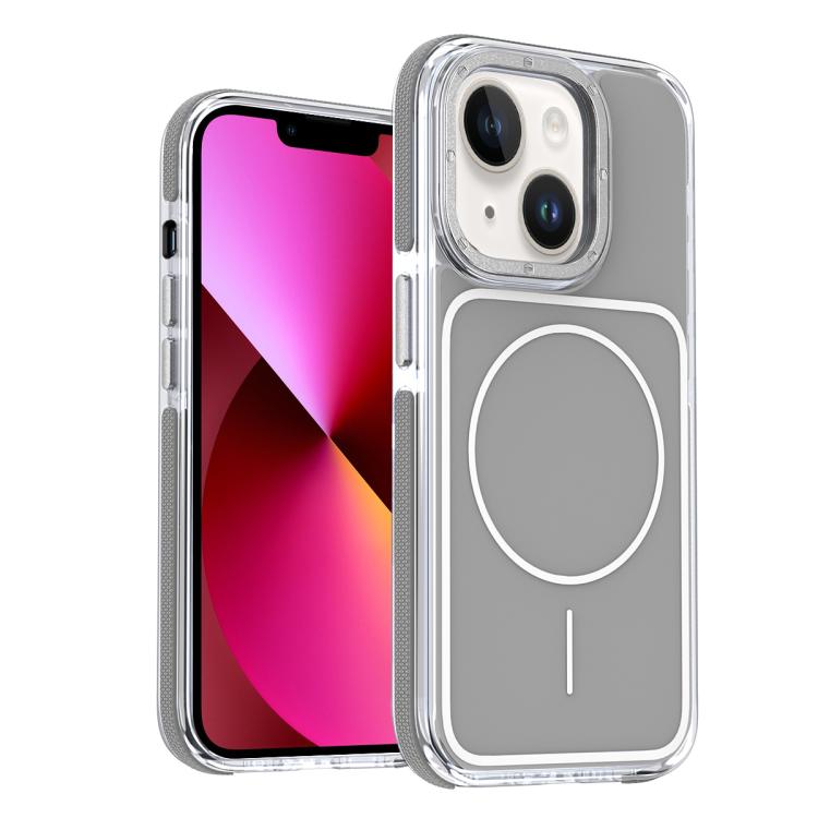 

For iPhone 13 Vibrant Dual-color TPU + Acrylic Magnetic Phone Case(Gray)