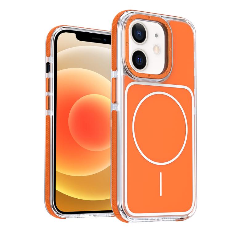 

For iPhone 12 Vibrant Dual-color TPU + Acrylic Magnetic Phone Case(Orange)
