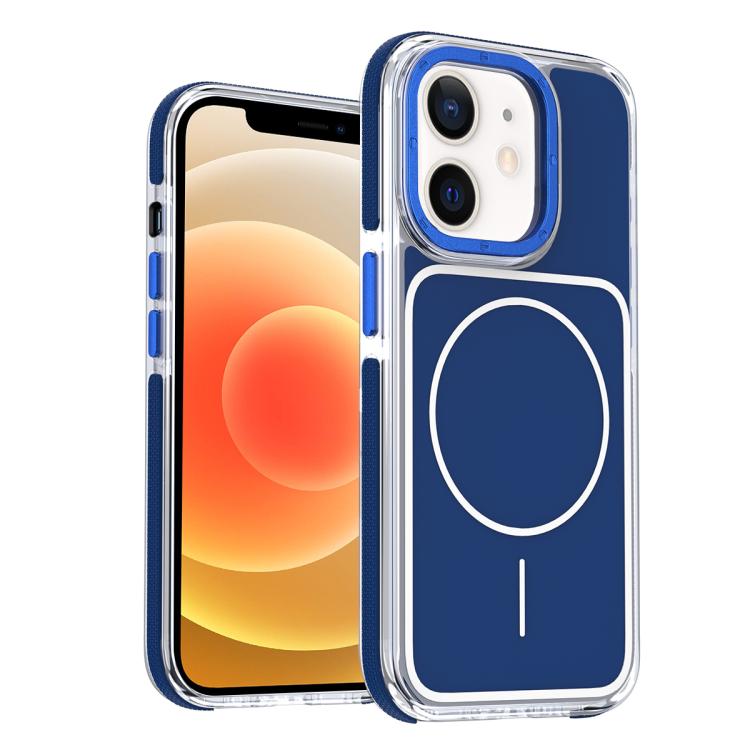 

For iPhone 12 Vibrant Dual-color TPU + Acrylic Magnetic Phone Case(Blue)