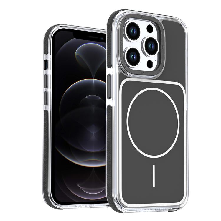 

For iPhone 12 Pro Max Vibrant Dual-color TPU + Acrylic Magnetic Phone Case(Black)