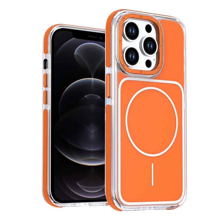 

For iPhone 12 Pro Vibrant Dual-color TPU + Acrylic Magnetic Phone Case(Orange)