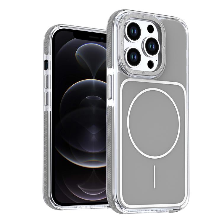 

For iPhone 12 Pro Vibrant Dual-color TPU + Acrylic Magnetic Phone Case(Gray)