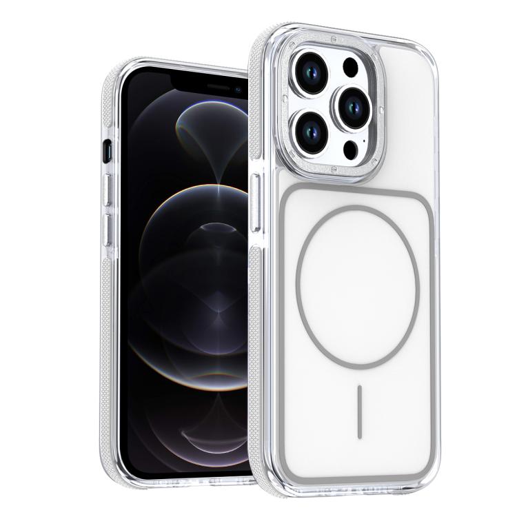 

For iPhone 12 Pro Vibrant Dual-color TPU + Acrylic Magnetic Phone Case(White)