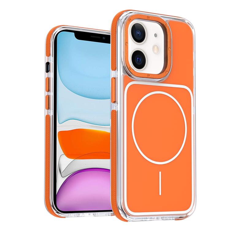 

For iPhone 11 Vibrant Dual-color TPU + Acrylic Magnetic Phone Case(Orange)