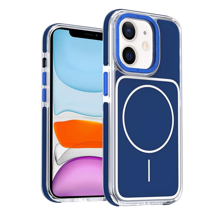 

For iPhone 11 Vibrant Dual-color TPU + Acrylic Magnetic Phone Case(Blue)