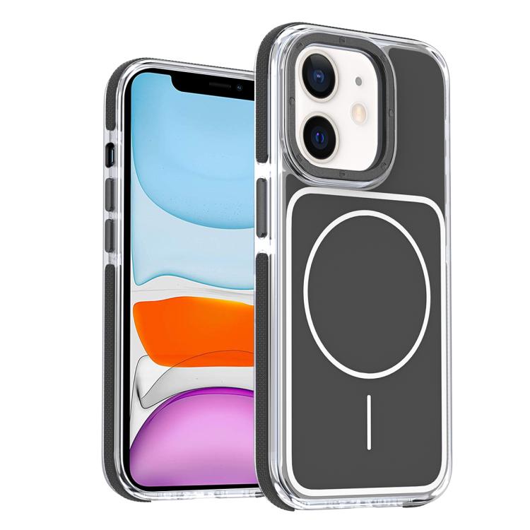 

For iPhone 11 Vibrant Dual-color TPU + Acrylic Magnetic Phone Case(Black)