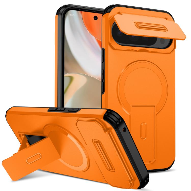 

For Google Pixel 10 Pro XL / 9 Pro XL Sliding Camshield MagSafe Holder Phone Case(Orange)