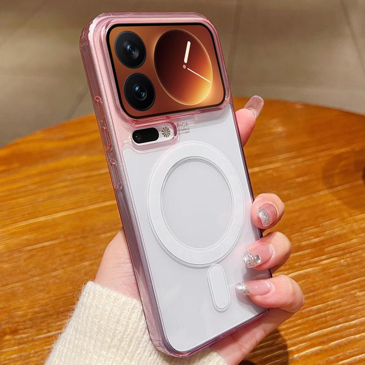 

For Xiaomi 17 Pro Contrast Color Gradient Transparent MagSafe Phone Case(Purple Pink + Light Purple)