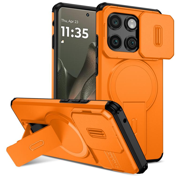

For Motorola Edge 2025 Sliding Camshield MagSafe Holder Phone Case(Orange)