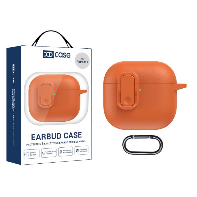 

For AirPods 4 XDcase Faux Leather Texture Security Lock TPU Earbud Case(Orange)