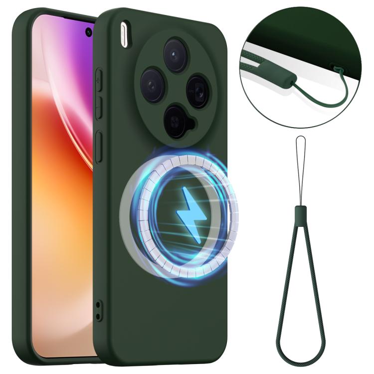 

For vivo X300 5G Shockproof Silicone Magsafe Phone Case(Dark Green)