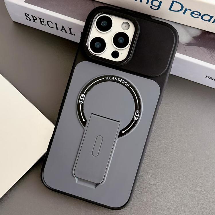 

For iPhone 16 Pro Skin-Feel TPU Hybrid PC Magnetic Phone Case with Kickstand(Black)