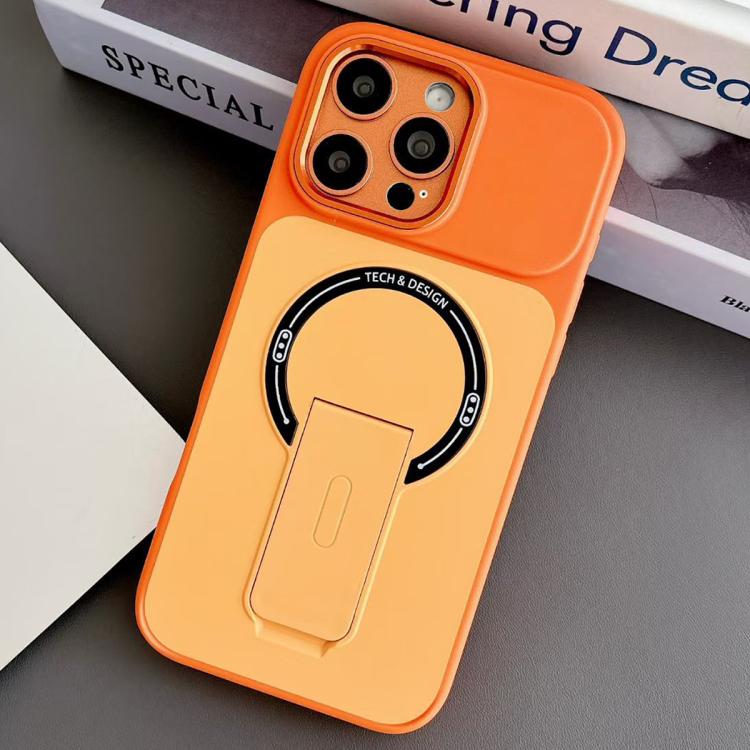 

For iPhone 13 Pro Skin-Feel TPU Hybrid PC Magnetic Phone Case with Kickstand(Orange)