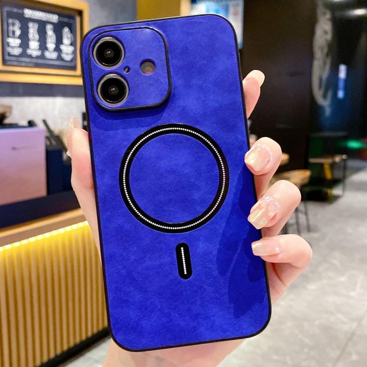 

For iPhone 17 Lambskin Faux Leather Magnetic Phone Case(Blue)