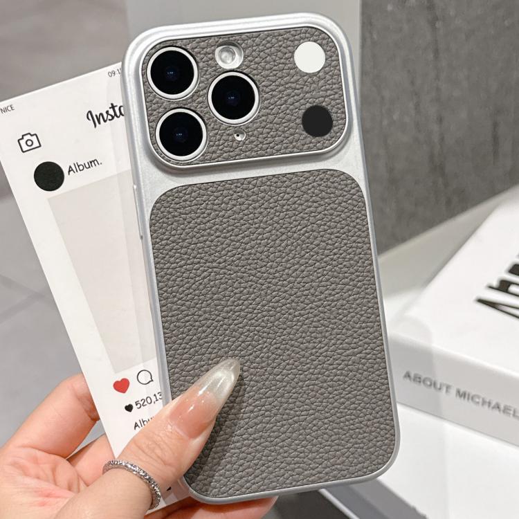 

For iPhone 11 Pro Max Transforms Into 17 Series Large Window Frosted Lychee Texture Phone Case(Gray)