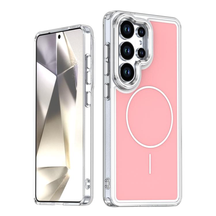 

For Samsung Galaxy S25 Ultra 5G Bright Shadow Two-color MagSafe Magnetic Phone Case(Pink)