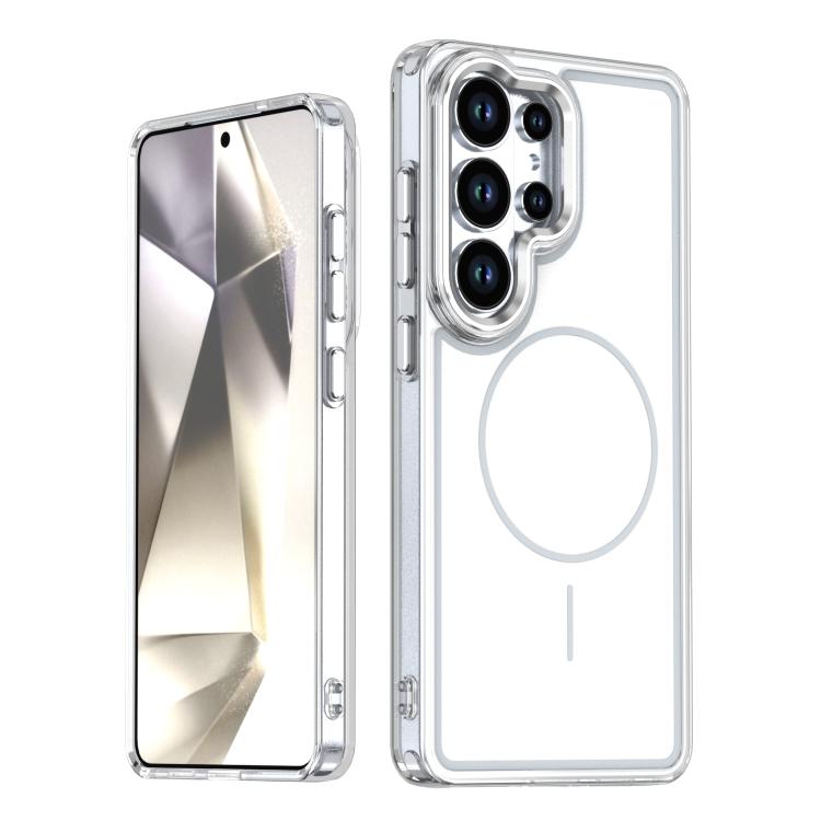 

For Samsung Galaxy S25 Ultra 5G Bright Shadow Two-color MagSafe Magnetic Phone Case(White)