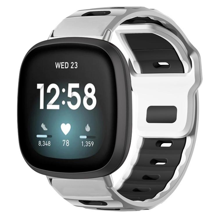 

For Fitbit Versa 4 / 3 / Sense2 / 1 xDfind Flat-head Dual-color Silicone Watch Band(White+Black)
